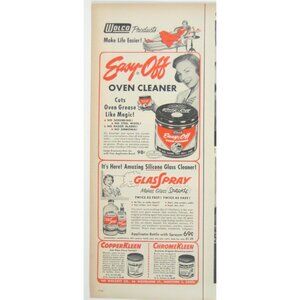 Easy-Off Oven Cleaner Ad Print Vintage 1950s Wolco Kitchen Decor Cleaning Ad